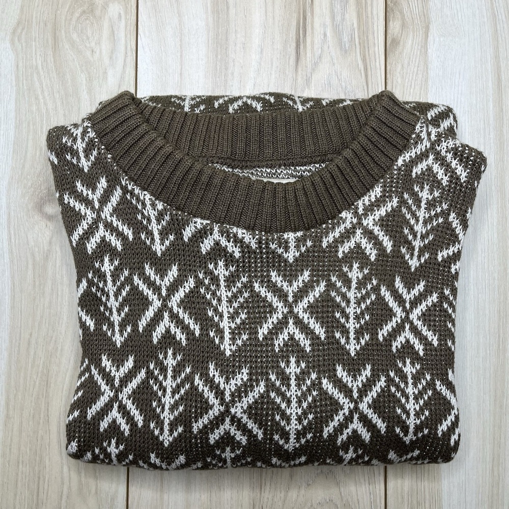 Vintage Alps Snowflake Pattern Knit Sweater Mens Size XL Made In USA Brown